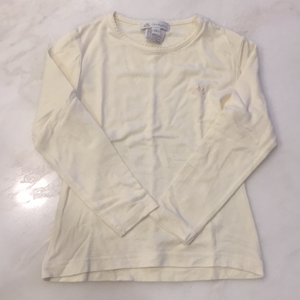Charabia Girls Ivory Long Sleeve Top-Size 3T